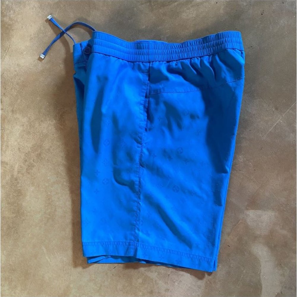 Louis Vuitton Swim Trunks Shorts Men's Med Jacquard Monogram Luxury Lined Blue